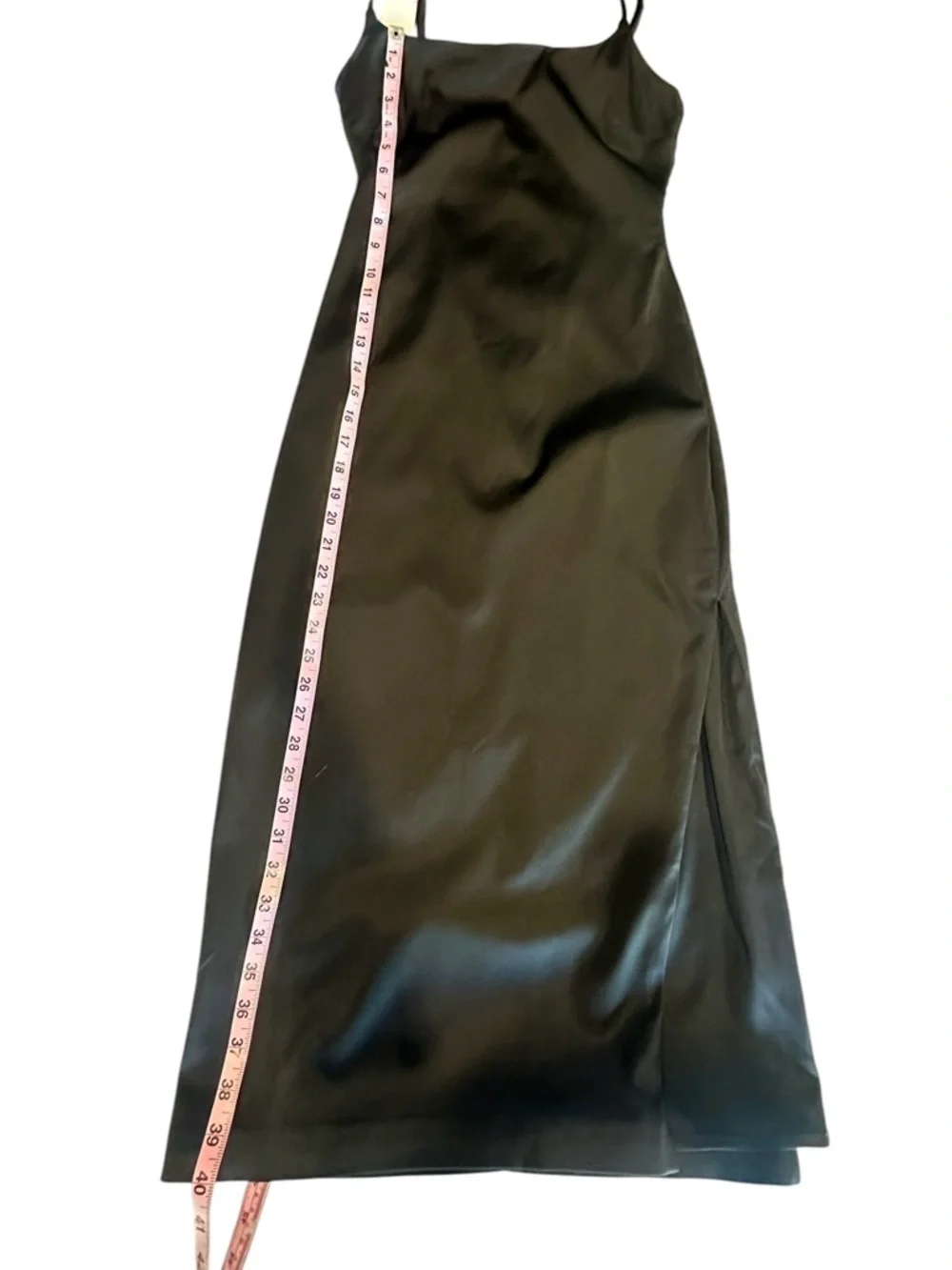 NWT Abercrombie & Fitch Slip Dress Black Satin Spaghetti Strap Cocktail Midi Med - Picture 9 of 11